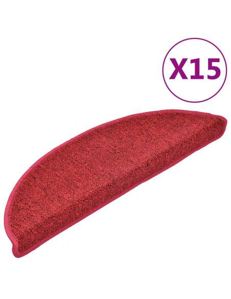 Tappetini per Scale 15 pz Rosso Bordò 56x17x3 cm