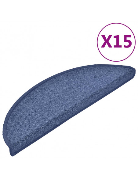 Tappetini per Scale 15 pz Blu 56x17x3 cm