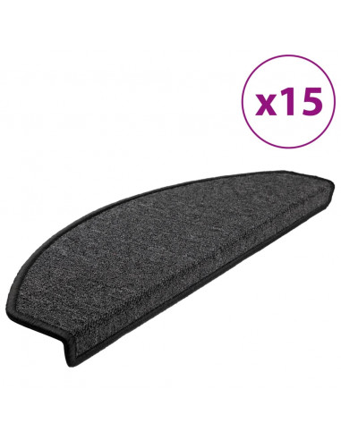 Tappetini per Scale 15 pz Antracite 65x24x4 cm