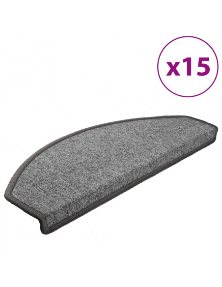 Tappetini per Scale 15 pz Grigio Scuro 65x24x4 cm