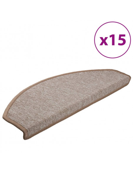 Tappetini per Scale 15 pz Marrone Chiaro 65x24x4 cm