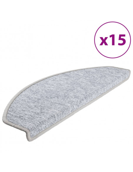 Tappetini per Scale 15 pz Grigio Chiaro 65x24x4 cm