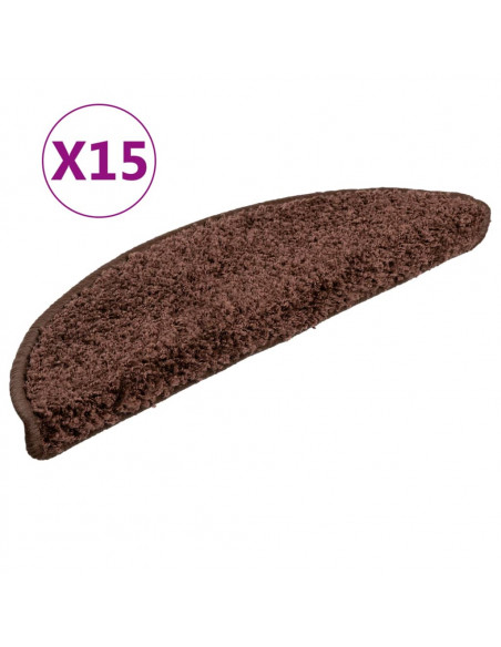 Tappetini per Scale 15 pz Marroni 56x17x3 cm
