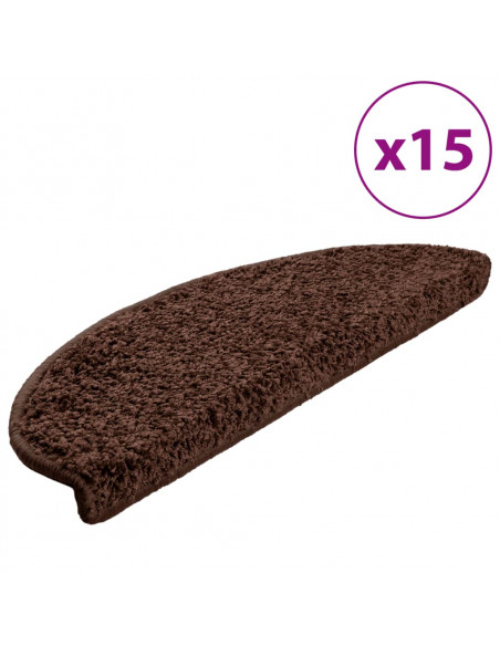 Tappetini per Scale 15 pz Marroni 65x21x4 cm