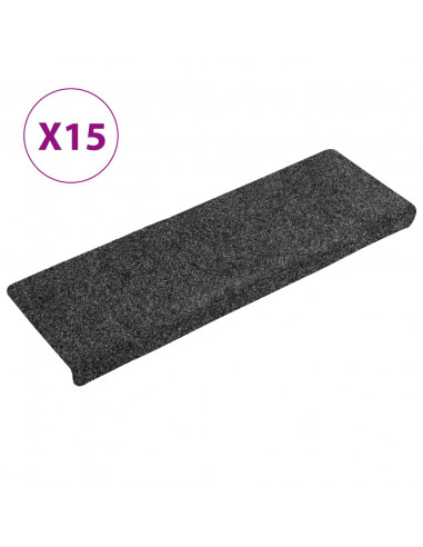 Tappetini per Scale Tessuto Agugliato 15 pz 65x21x4 cm Grigi