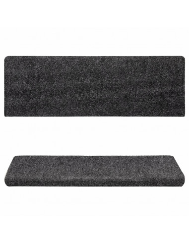 Tappetini per Scale Tessuto Agugliato 15 pz 65x21x4 cm Grigi