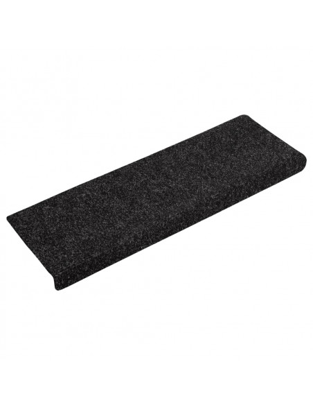 Tappetini per Scale Tessuto Agugliato 15 pz 65x21x4 cm Neri