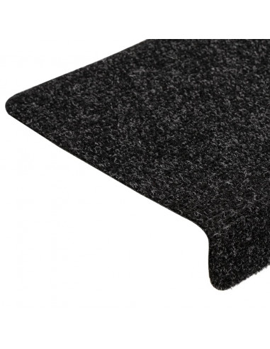 Tappetini per Scale Tessuto Agugliato 15 pz 65x21x4 cm Neri