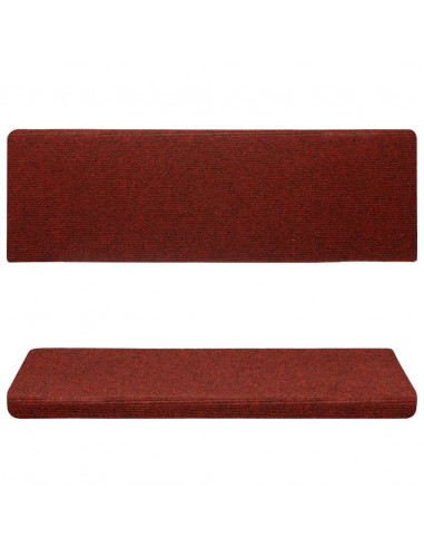 Tappetini per Scale Tessuto Agugliato 15 pz 65x21x4 cm Rossi