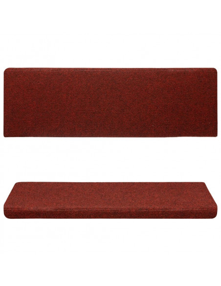 Tappetini per Scale Tessuto Agugliato 15 pz 65x21x4 cm Rossi