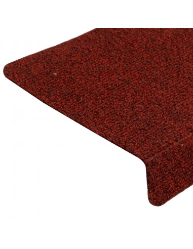Tappetini per Scale Tessuto Agugliato 15 pz 65x21x4 cm Rossi