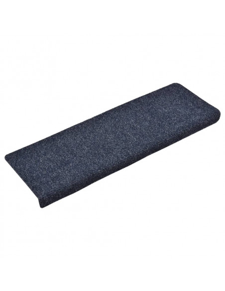 Tappetini per Scale Tessuto Agugliato 15 pz 65x21x4 cm Blu