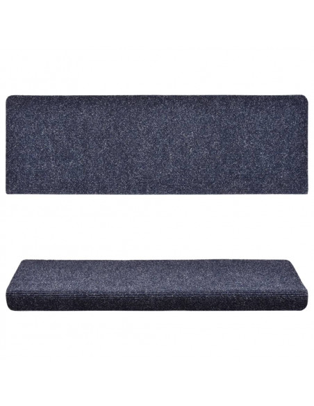 Tappetini per Scale Tessuto Agugliato 15 pz 65x21x4 cm Blu