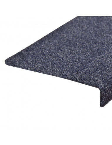 Tappetini per Scale Tessuto Agugliato 15 pz 65x21x4 cm Blu