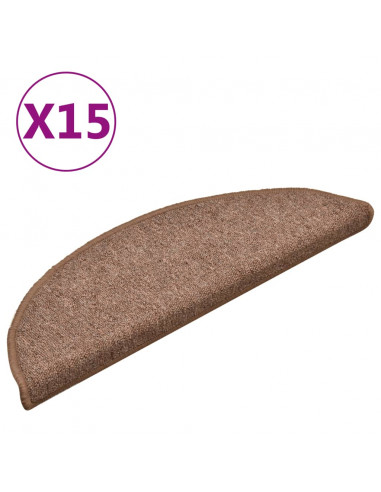 Tappetini per Scale 15 pz Marroni 56x17x3 cm