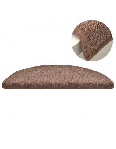 Tappetini per Scale 15 pz Marroni 56x17x3 cm