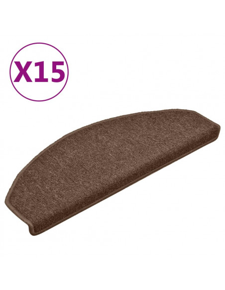 Tappetini per Scale 15 pz Marroni 65x24x4 cm