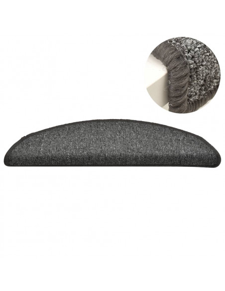Tappetini per scale 15 pz 56x17x3 cm Grigio scuro Semicircolari