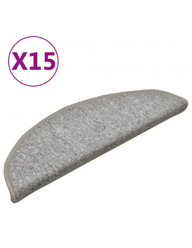 Tappetini per Scale 15 pz Grigio Chiaro 56x17x3 cm