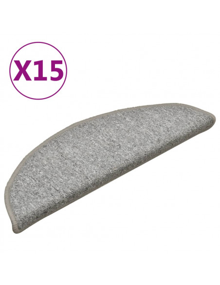 Tappetini per Scale 15 pz Grigio Chiaro 56x17x3 cm