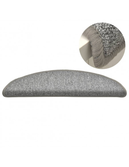 Tappetini per Scale 15 pz Grigio Chiaro 56x17x3 cm