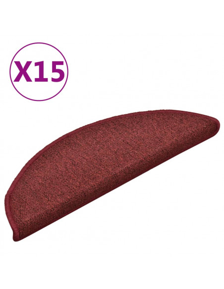 Tappetini per Scale 15 pz Rossi 56x17x3 cm