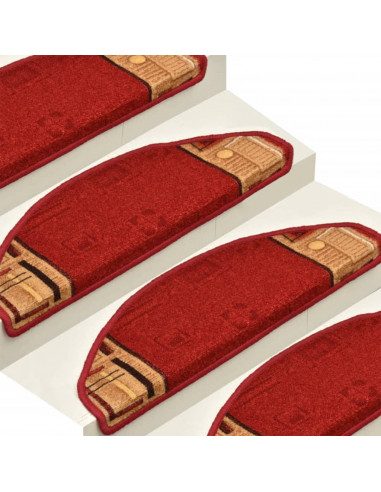 Tappetini Autoadesivi per Scale 15 pz Rossi 65x21x4 cm