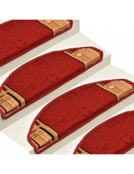 Tappetini Autoadesivi per Scale 15 pz Rossi 65x21x4 cm