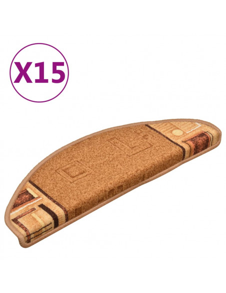 Tappetini Autoadesivi per Scale 15 pz Beige 65x21x4 cm
