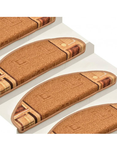 Tappetini Autoadesivi per Scale 15 pz Beige 65x21x4 cm