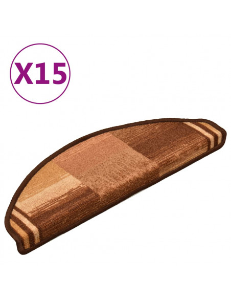 Tappetini Autoadesivi per Scale 15 pz Marronie 65x21x4 cm
