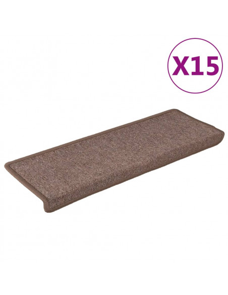 Tappetini per Scale 15 pz 65x21x4 cm Marroni
