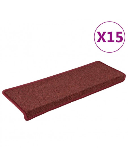 Tappetini per Scale 15 pz 65x21x4 cm Rosso Opaco