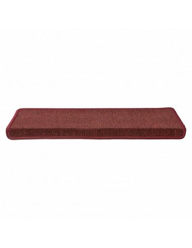 Tappetini per scale 15 pz 65x21x4 cm Bordeaux bordo rettangolare
