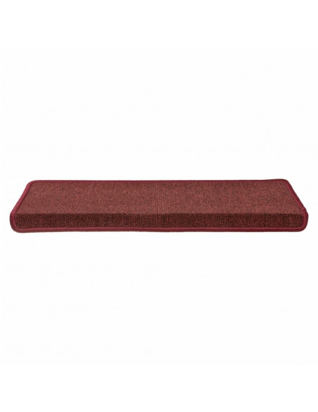 Tappetini per scale 15 pz 65x21x4 cm Bordeaux bordo rettangolare