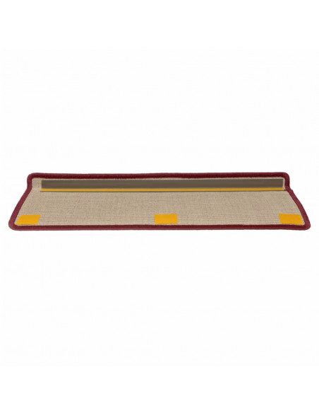Tappetini per scale 15 pz 65x21x4 cm Bordeaux bordo rettangolare