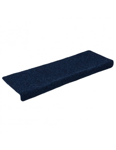 Tappetini per Scale Tessuto Agugliato 15 pz 65x21x4 cm Blu