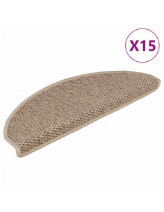 Tappeti Autoadesivi Scale Aspetto Sisal 15 pz 65x21x4 cm Sabbia 2