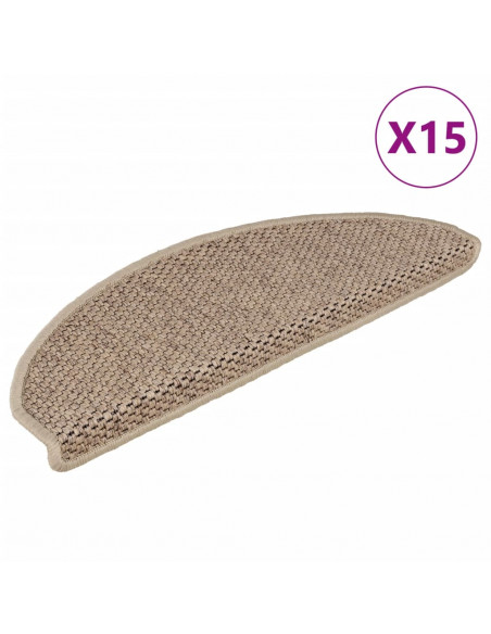 Tappeti Autoadesivi Scale Aspetto Sisal 15 pz 65x21x4 cm Sabbia