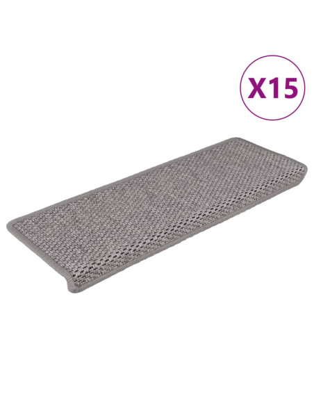 Tappeti Autoadesivi Scale Aspetto Sisal 15 pz 65x21x4cm Argento