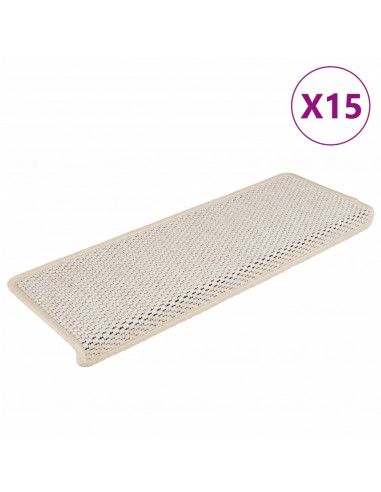 Tappeti Autoadesivi Scale Aspetto Sisal 15 pz 65x21x4 cm Crema