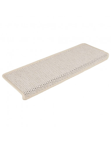 Tappeti Autoadesivi Scale Aspetto Sisal 15 pz 65x21x4 cm Crema