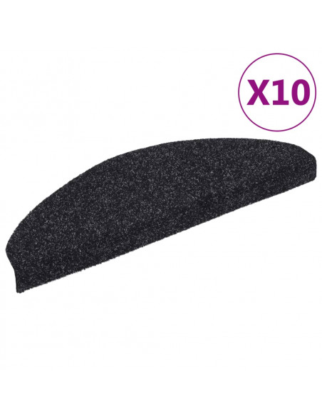 Tappetini per Scale Adesivi 10 pz 65x21x4 cm Neri Agugliati