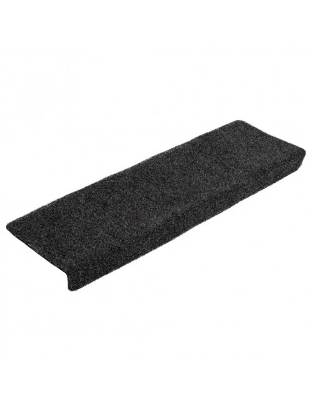 Tappetini per Scale Tessuto Agugliato 5 pz 65x21x4 cm Neri