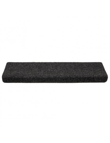 Tappetini per Scale Tessuto Agugliato 10 pz 65x21x4 cm Neri