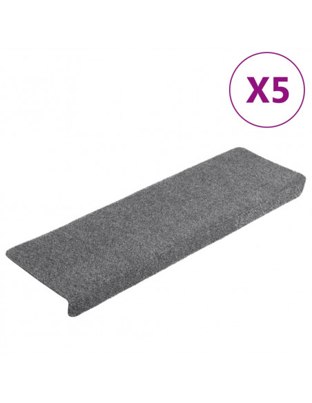 Tappetini per Scale Agugliati 5 pz 65x21x4 cm Grigio Chiaro