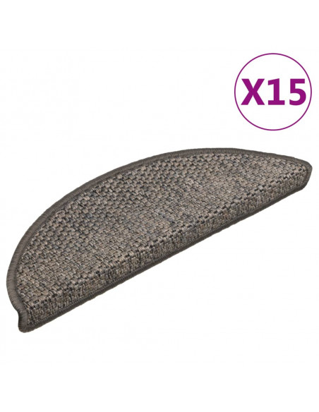 Tappeti Autoadesivi Scale Aspetto Sisal 15pz 56x17x3cm Argento