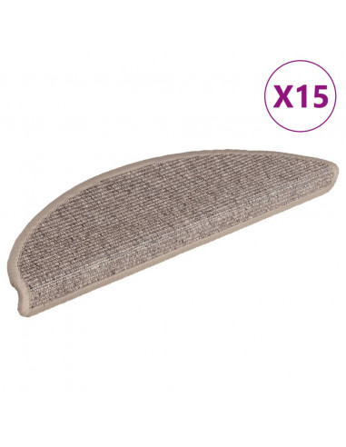 Tappeti Adesivi Scale 15 pz 56x17x3 cm Beige Scuro