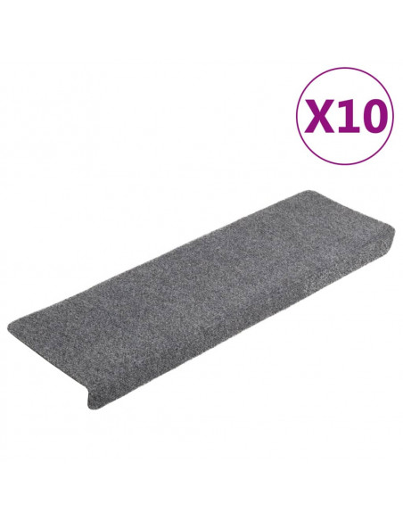 Tappetini per Scale Agugliati 10 pz 65x21x4 cm Grigio Chiaro