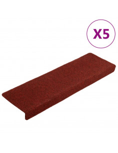 Tappetini per Scale 5 pz Bordeaux 65x21x4 cm Tessuto Agugliato 2